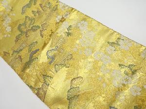 リサイクル　寺院・松・桜模様織り出し全通袋帯